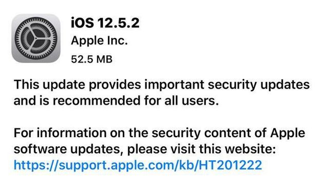 郧西苹果手机维修分享iOS12.5.2发布，建议所有老苹果用户安装 